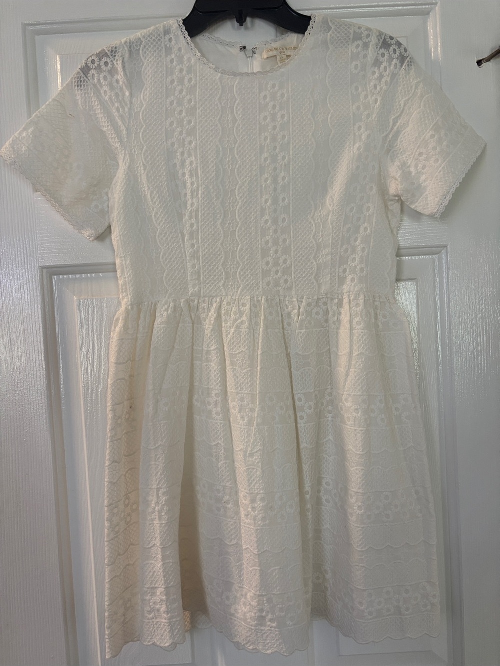 Chelsea & Violet Cream Lace Short Sleeve Girls' Dress